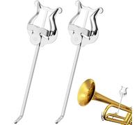 Lira per tromba, confezione da 2 lire per mellofono argentate con stelo piegato, clip per lira baritono da 18,2 cm e cartella a libro, accessori generici per strumenti musicali