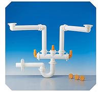 Sifone spazio 2/35 40 per due vasche f1 1/2 uscita lira 9 1275 09 b01m2