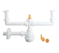 "Sifone tipo ""M"" per lavelli a 2 vie con attacco lavastoviglie verticale 1""1/