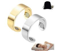 Lircofi Sömni Anello da donna della menopausa, anello magnetico da donna, anello magnetico regolabile, riduzione del sonno, prodotto per uomini e donne (nero), Acciaio inossidabile, /