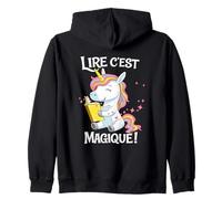 Lire C EST Magique Licorne Lecture Enfants Francais Felpa con Cappuccio