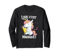 Lire C EST Magique Licorne Lecture Enfants Francais Maglia a Manica