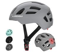 LIRENGUI Casco da bicicletta per bambini con luce posteriore per ragazzi e ragazze, luce posteriore di sicurezza ricaricabile, caschi leggeri e taglia regolabili per multi-sport (Grigio, M)