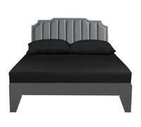 Lirex Lenzuolo con angoli matrimoniale 160 x 200 cm,Lenzuola matrimoniali 100% cotone 300 Fil con angoli,Certificato Oeko-Tex,Nero