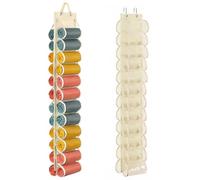 Lirex Organizer Armadietto Spogliatoio con 24 Tasche, Portatutto da Appendere in Tessuto Oxford,Pieghevole Appendi Pantaloni da Armadio, Bianco Crema