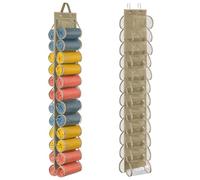 Lirex Organizer Armadietto Spogliatoio con 24 Tasche, Portatutto da Appendere in Tessuto Oxford,Pieghevole Appendi Pantaloni da Armadio, Caffè Chiaro