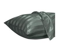 Lirex Set di 2 Federe in Raso 50x80cm, Protezione Capelli e Pelle & Antirughe, Chiusura a Cerniera, Strisce Grigio Scuro