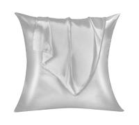 Lirex Set di 2 Federe in Raso, Decorativi Morbido Tinta Unita Quadrate Federe Cuscini Federa di Satin per Cuscino Senza Rughe Resistente Allo Sbiadimento Traspirante (Grigio Chiaro, 60 x 60 cm)