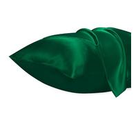 Lirex Set di 2 Federe in Raso, Decorativi Morbido Tinta Unita Quadrate Federe Cuscini Federa di Satin per Cuscino Senza Rughe Resistente Allo Sbiadimento Traspirante (Verde, 50 x 90 cm)