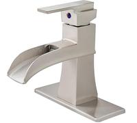 LIRHIQYGF Rubinetto Miscelatore Moderno per lavabo da Bagno in Nichel Spazzolato con Design a Cascata, monocomando per Acqua Calda e Fredda.