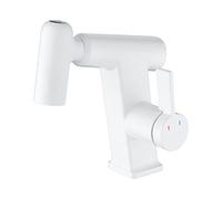 LIRHIQYGF Rubinetto per lavabo da Bagno in Ottone a Un Foro con doccetta Estraibile, Miscelatore monocomando per Mobile Bagno con soffione a 3 funzioni, Bianco