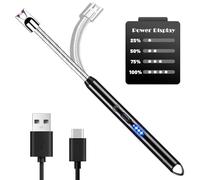 LiRiQi Accendino Elettrico, Accendigas USB Ricaricabile, Accendino Candele Accendigas Elettrico Cucina, Accendino Arco Elettrico 360º Flessibile, Accendino per Stufe, Stufa a Gas, Barbecue, Campeggio