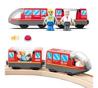LiRiQi Electric Train Toy, Battery Operated Action Locomotive Train, Toddler Educational Toy Car, Powerful Motor Train Set Compatible with Thomas, Brio, Red