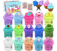 LiRiQi Fluffy Butter Slime Set, 15 Slime Per Burro Fluffy, 15 Decorazioni, 2 Coni Gelato, 2 Confezioni Caramelle Finte, 16 Adesivi, Adatto A Bambini Dai 3 Anni In Su, Giocattoli Antistress Per Adulti