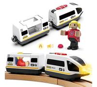 LiRiQi Locomotiva ad Azione a Batteria (connessione Magnetica), Treno Elettrico per Bambini, Auto Giocattolo educativo Regali Bambini, Rail Treno passeggeri compatibile con Thomas, Brio
