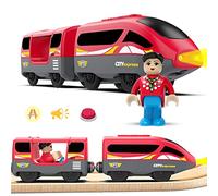 LiRiQi Locomotiva ad Azione a Batteria (connessione Magnetica), Treno Elettrico per Bambini, Auto Giocattolo Regali Bambini, Rail Treno passeggeri compatibile con Thomas, Brio, Rosso