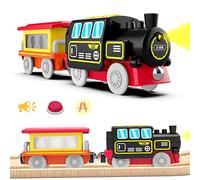 LiRiQi Locomotiva ad Azione a Batteria, Treno Elettrico per Bambini, Rail Treno passeggeri, Auto Giocattolo da Pista, Regalo Giocattolo Educativo, Età Raccomandata 3+ Anni, Compatibile BRIO