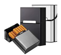 LiRiQi Portasigarette in alluminio, 3 pezzi, chiusura magnetica, per 20 sigarette, sigarette da uomo