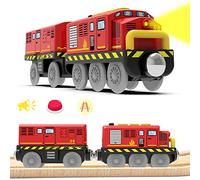 LiRiQi Rail Treno Elettrico per Bambini, passeggeri, Locomotiva ad Azione a Batteria, Set di proiettili per Motore Compatibile Thomas Brio, Regali Giocattolo educativo, Rosso