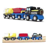 LiRiQi Treno a Vapore a Batteria, Locomotiva ad Azione, Treno Elettrico per Bambini, Auto Giocattolo, potente treno motore compatibile con Thomas, Brio, Chuggington binari in legno e treno