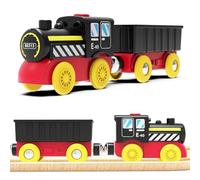 LiRiQi Treno a Vapore a Batteria, Treno Elettrico per Bambini, Locomotiva ad Azione, Auto Giocattolo compatibile con Thomas Brio, Giocattolo Regali per Ragazze Ragazzi 3 4 5 6 7 8 anni