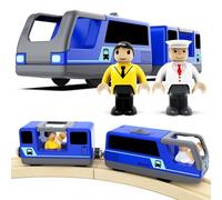 LiRiQi Treno Elettrico per Bambini, Locomotiva ad Azione a Batteria, Rail Treno passeggeri, Set di proiettili per Motore Compatibile Thomas, Brio, Giocattolo educativo Regali Bambini