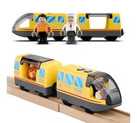 LiRiQi Treno Elettrico per Bambini, Locomotiva ad Azione a Batteria, Rail Treno passeggeri, Set di proiettili per Motore Compatibile with Thomas, Brio, Giocattolo educativo Bambini, Giallo
