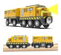 LiRiQi Treno Elettrico per Bambini, Rail Treno passeggeri, Locomotiva ad Azione a Batteria, Set di proiettili per Motore Compatibile Thomas Brio, Giocattolo educativo Regali Bambini Giallo
