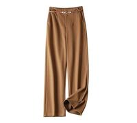 LIROMA Pantaloni A Gamba Larga da Donna Invernali, Pantaloni Palazzo Vintage A Vita Alta Misto Lana Eleganti Pantaloni da Ufficio Business Autunno Pantaloni Casual A Gamba Dritta Fondo con Cintura,