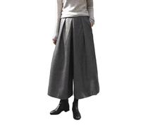 LIROMA Pantaloni A Gamba Larga da Donna Invernali, Pantaloni Palazzo alla Moda A Vita Alta Pantaloni Culottes in Misto Lana A Spina di Pesce Pantaloni Eleganti Larghi alla Caviglia Pantaloni con Ta