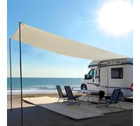 LIROPAU Motorhome Tarp, 4,3 x 2 m Tendalino Camper Impermeabile Tenda da Sole con 2 Pali per Tenda, 2 Ventose, 4 Corde Antivento, 4 Picchetti per per Camper Furgone Van, Roulotte
