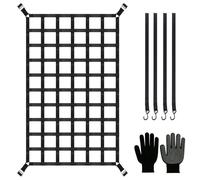 LIROPAU Rete portabagagli per pianale di camion pickup Rete portabagagli regolabile per rimorchio di camion pickup SUV con 4 cinghie fisse e guanti (208cm x 127cm)