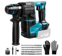 LIROPAU Trapano a Percussione, Trapano Tassellatore a Batteria con 8 Trapani e Guanti, 2,2 J, 1400 U/min, 4200 bpm, Sostituisci Rapidamente i Mandrini SDS-Plus (senza batteria)