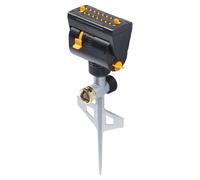 L'irrigatore oscillante Melnor XT Mini-Turbo su picchetto con controllo della larghezza One Touch, controllo del flusso e rotazione irriga fino a