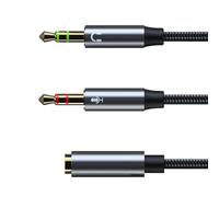 LiRRvb Aggiorna TRRS da 3,5 mm a doppio adattatore da cuffie da gioco all'adattatore in alluminio per un suono fluido e microfoni connessione microfoni cavo splitter
