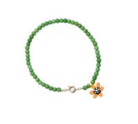 LiRRvb Collana con ciondolo a forma di fiore alla moda, realizzata in robusto vetro di pietra, adatta per l'uso quotidiano e casual, per abiti eleganti, collana con pietra occhio di gatto, One Size