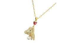 LiRRvb Collana con ciondolo a forma di orso, con struttura in metallo, elegante gioiello per il collo per esprimere la catena dell'amore, One Size, come descritto, come descritto