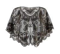 LiRRvb Elegante mantella con paillettes Capelet Exquisites Capes vintage scintillante scialle per vari abiti e occasioni per feste, Anacardi nero oro, Taglia unica