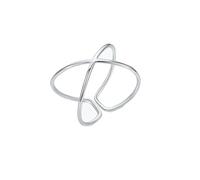 Lirzxin Anelli Anniversario Donna, Anello In Oro Bianco 9K Croce Lucida Dal Design Aperto Anelli Fidanzamento Matrimonio Oro Bianco Misura 17