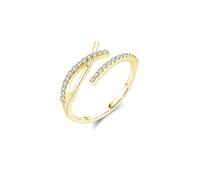 Lirzxin Anelli di Matrimonio Donna, Anello Oro Giallo 18K Design A Croce Semplice Aperto Intarsiato Moissanite Rotonda Fedi Nuziali Oro Giallo Misura 18,5
