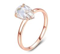 Lirzxin Anelli Donna Fidanzamento, Anello Oro Rosa 14K Classico A 4 Griffe Moissanite A Goccia D'Acqua da 3ct Anelli Donna Semplici Oro Rosa Misura 10