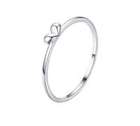 Lirzxin Anelli Fedina Donna, Anello Matrimonio Oro Bianco 14K Design Semplice e Lucido A Piccolo Cuore Anelli Fidanzamento Matrimonio Oro Bianco Misura 6,75