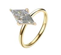 Lirzxin Anelli Fidanzamento, Anelli Donna Oro 18K Semplice con A 3 Punte Moissanite A Goccia da 1ct Anello Matrimonio Donna Oro Giallo Misura 10