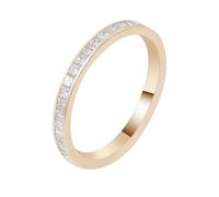 Lirzxin Anelli Matrimonio, Anello Donna Oro 18K Moissanite Quadrato Mezza Eternità Impilabile Semplice Anelli Vintage Donna Oro Giallo Misura 11