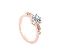 Lirzxin Anelli Matrimonio, Anello Oro Rosa Donna 14K Design Classico Foglie con A 6 Punte Moissanite Rotondo da 1ct Anelli Donna Fidanzamento Oro Rosa Misura 15