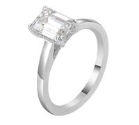 Lirzxin Anelli Matrimonio Donna, Anello Eternity Oro Bianco 14K Classica Semplice A 4 Griffe Moissanite Rettangolare da 1ct Anelli Donna Fidanzamento Oro Bianco Misura 10