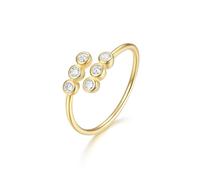 Lirzxin Anelli Nuziale Donna, Anello Fidanzamento Oro Giallo 14K Moissanite Rotonda Dal Design Aperto Delicato Anelli Matrimonio Oro Giallo Misura 17