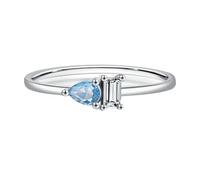 Lirzxin Anelli Nuziale Donna, Anello Oro Bianco Donna 18K Topazio A Goccia e Moissanite Rettangolare Semplice Anello Fidanzamento Matrimonio Oro Bianco Misura 12