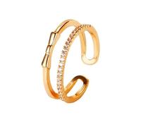 Lirzxin Anelli Oro Donna 9K 375, Fedine Fidanzamento Donna Design Nodo A Fiocco Aperto Regolabile con Diamante Sintetico Rotondo Anello per Mamma, Fidanzata, Sposa Oro Giallo Misura 18,5