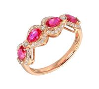Lirzxin Anello Argento Donna 925, Anelli Donna Vintage Disegn Nodo Rubino Rosso Sintetico Ovale da 1.06ct e Moissanite Anello per Mamma, Fidanzata, Sposa Oro Rosa Misura 13